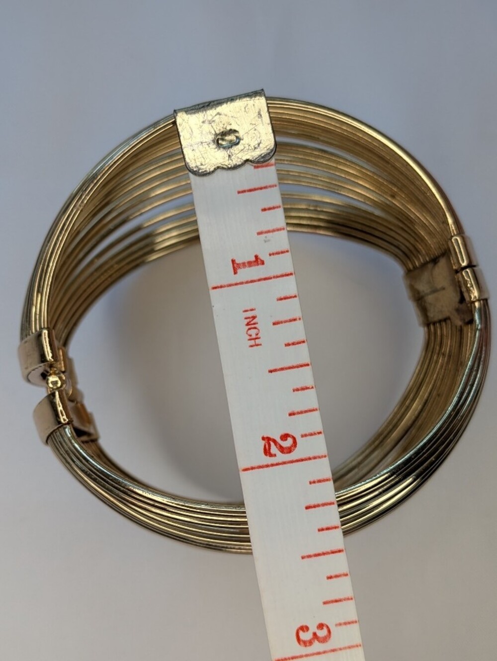 Vintage Gold Tone Multi-Wire Wide Statement Hinge Cuff Bracelet - Picture 7 of 8